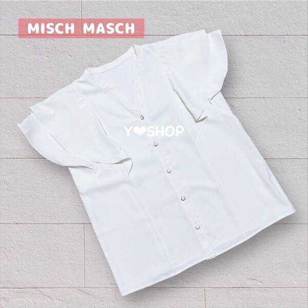 Vネック袖フリルブラウス 半袖 夏服★ミッシュ マッシュ
