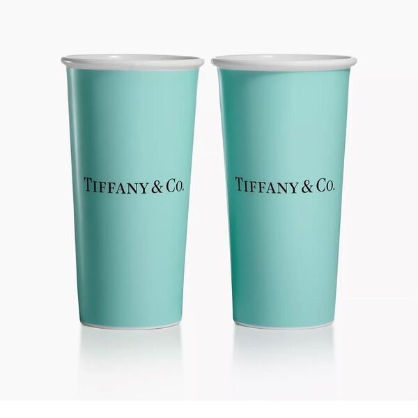 ティファニー ラージ コーヒーカップボーンチャイナ、2個セット