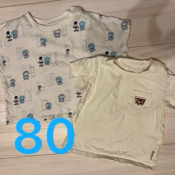 ユニクロ ドラえもん総柄 PAUL&JOE ネコ刺繍 80cm 半袖Tシャツ2枚セット