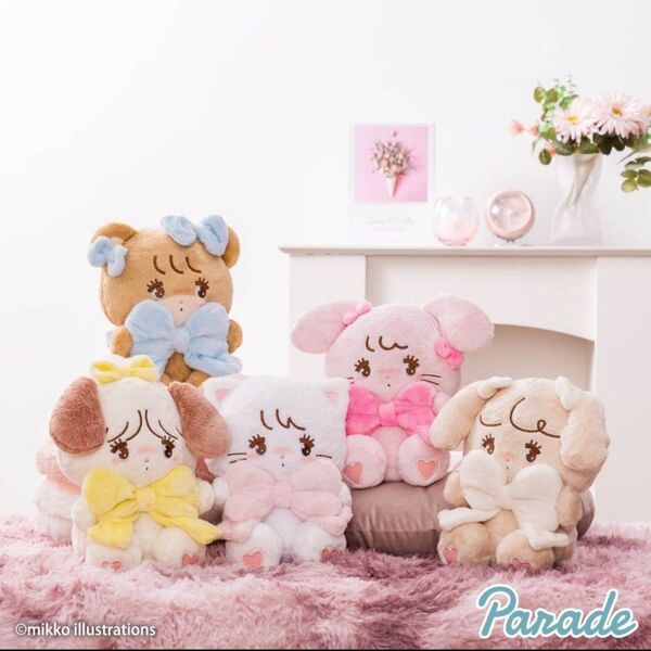 【新品】mikko characters 抱きしめおリボンぬいぐるみ コンプ品5点