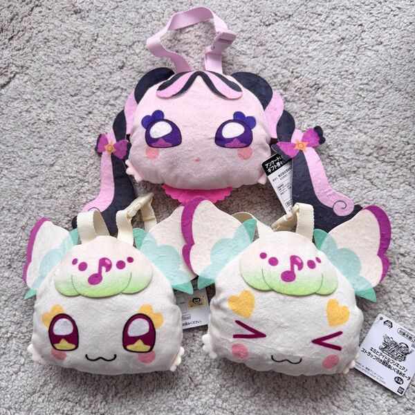 【新品】プリルン&メロロン ストラップ付き顔型ぬいぐるみポーチ キミプリ 3種コンプセット