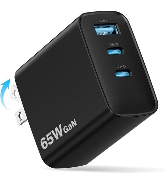 PD 充電器 65w USB Cケーブル1m・2m付属【超軽量・超低温】折りたたみ式プラグ Type C 急速充電器