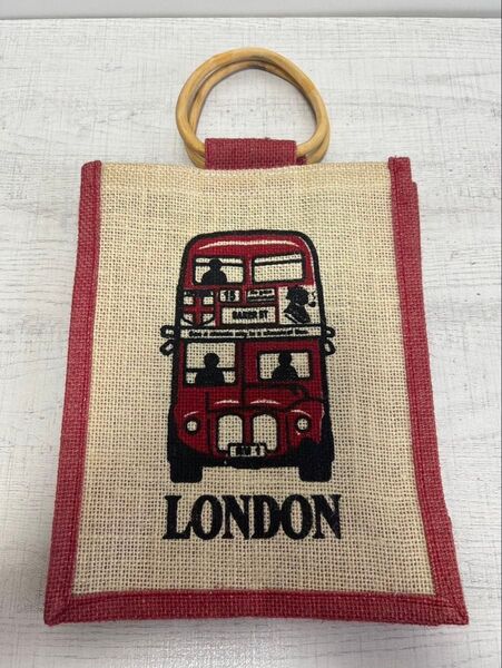 【最終価格】イギリス トートバッグ エコバッグ ロンドンバス ジュート