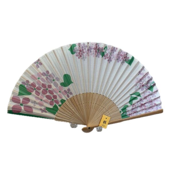 【新品】扇子 高級扇子 絹扇子 シルク 花火 和装 インテリア 着物 浴衣 小物 猛暑対策 お祭り 夏 紫陽花 白 9A-1-2