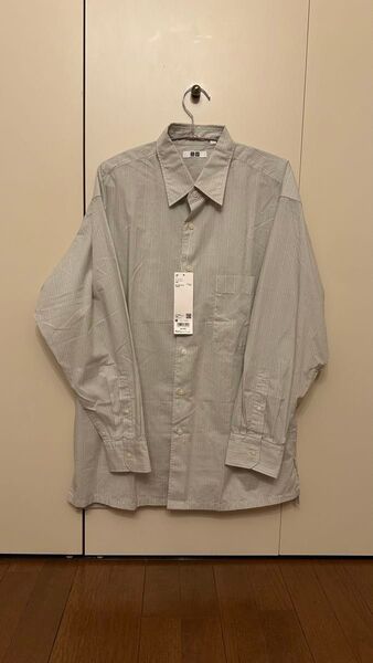 ユニクロ UNIQLO Uniqlo U長袖シャツ オーバーサイズストライプシャツ ライトグリーン Mサイズ 未使用新品