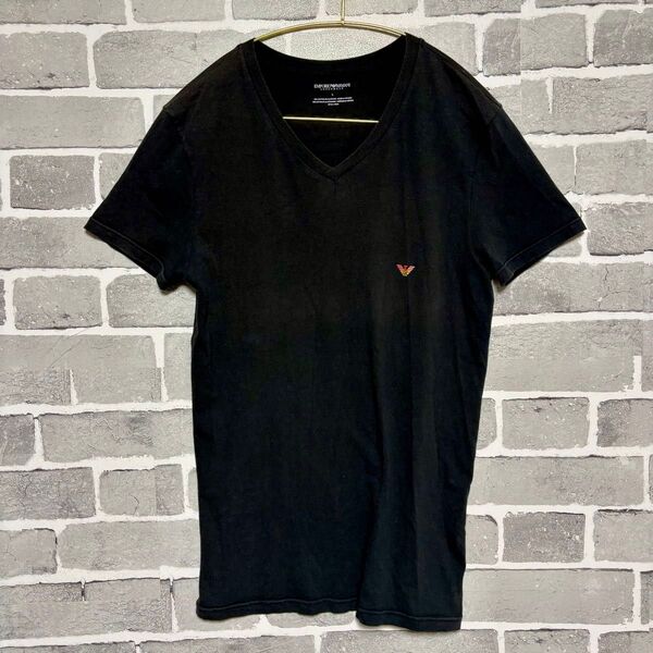 EMPORIO ARMANI エンポリオアルマーニ 半袖コットンTシャツ 黒 L