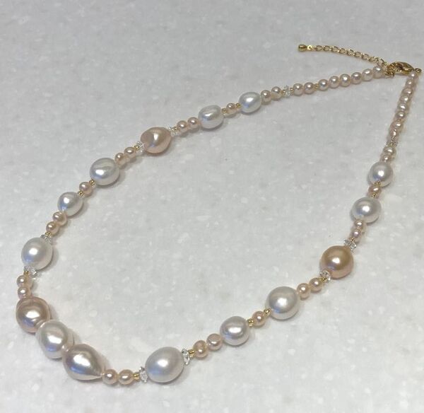 美品 淡水パール マルチカラーネックレス 照り強 大粒 10.2mm 南洋真珠