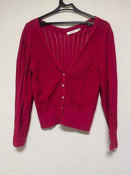 MOUSSY ワインレッド 長袖カーディガン