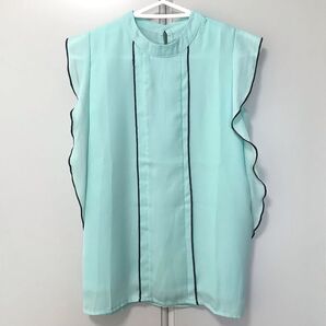 【未使用品】ノースリーブトップス フリルスリーブ ミントグリーン S
