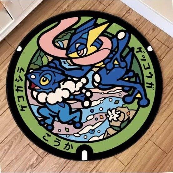 1点限り 新品 ポケモンマンホール ポケふた ラグ カーペット ゲコガシラ ゲッコウガ
