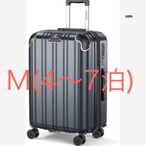 スーツケース キャリーケース 軽量 TSAロック ダブルキャスター グレー Mサイズ 4〜7泊 60L 拡張機能 カバー付き