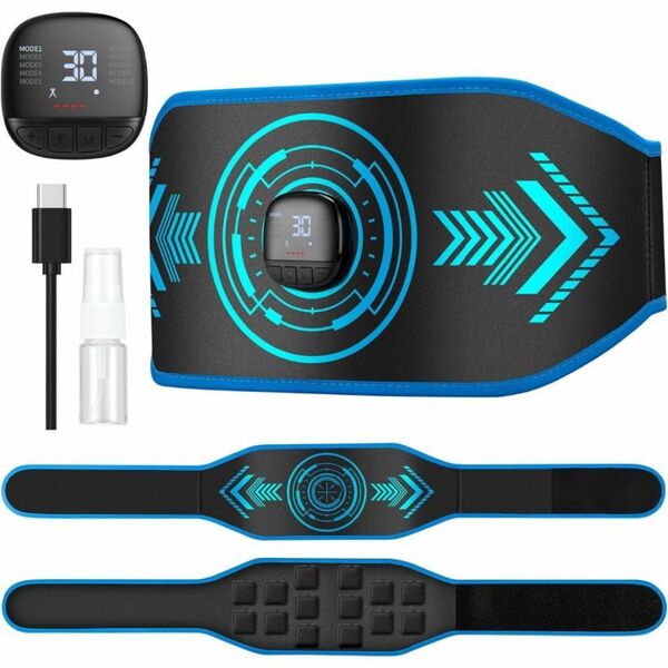 腹筋ベルト消費カロリーリアルタイム表示 10モード×30レベル ダイエット EMS ジェル不要 男女兼用 プレゼント