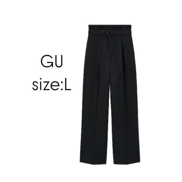 GU ハイウエストタックパンツZ ブラック 347744