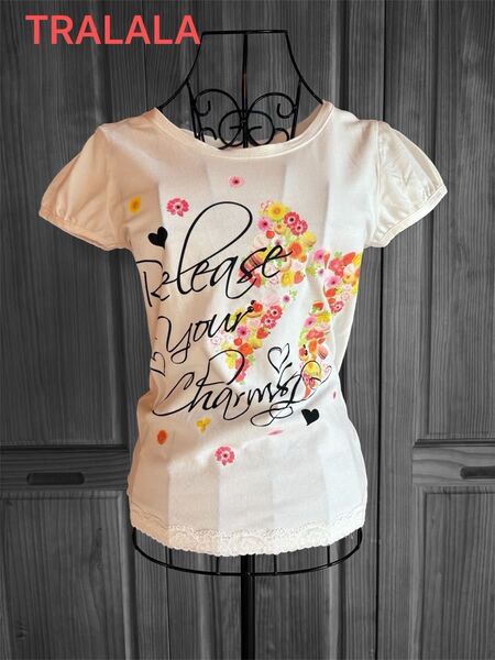 【TRALALA 】LIZ LISA y2k 平成ギャル 平成初期 女児 スイーツプリント 裾レース Tシャツ FREE