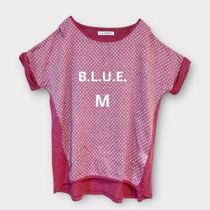 *B.L.U.E.*ドット柄Tシャツ カットソー 後ろ長め 明るめカラー 夏 M レディース