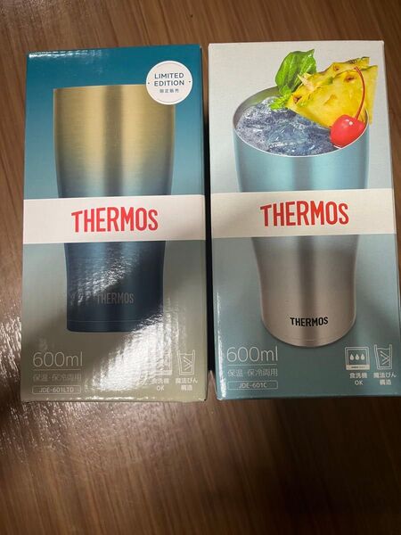 THERMOS 真空断熱タンブラー 600ml JDE-601C (ブルーフェード(BL-FD))限定カラー ブルーゴールド