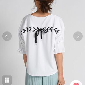 【新品】socolla ☆ バックレースキャンディカットソー 白 ホワイト 五分袖