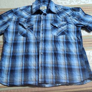 LAFORMチェック柄シャツ ブルー系 メンズM