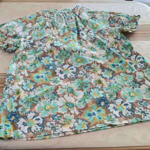 花柄トップスチュニック、M〜L
