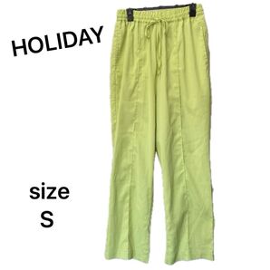 HOLIDAY ホリデー センタープレス パンツ S レディース イエロー