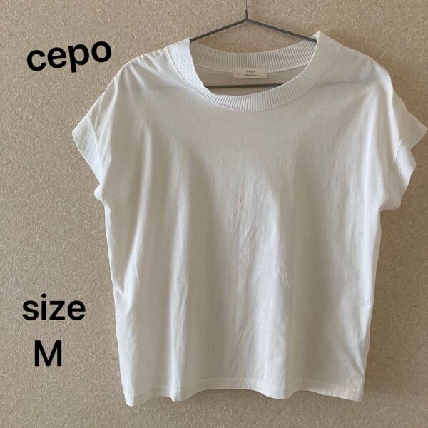 cepo セポ トップス Mサイズ ホワイト 半袖 異素材 レディース Tシャツ カットソー