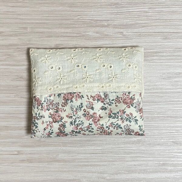 ポケット付き ☆ ポケットティッシュケース カバー リバティ 花柄 レース ☆ ハンドメイド