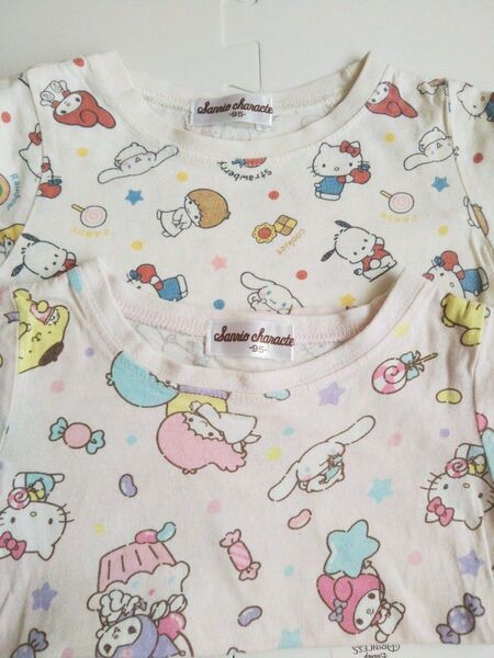サンリオキャラクターズ☆Tシャツ2枚セット/95 マイメロ クロミ キティ キキララ シナモン ポムポムプリン