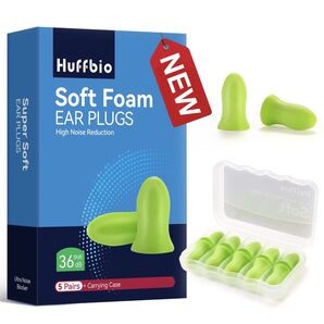 HUFFBIO 革命的な耳栓 睡眠用 5ペア、 -36dB、 スーパーソフト&再利用可能 いびき 旅行、コンサート、勉強、仕事用