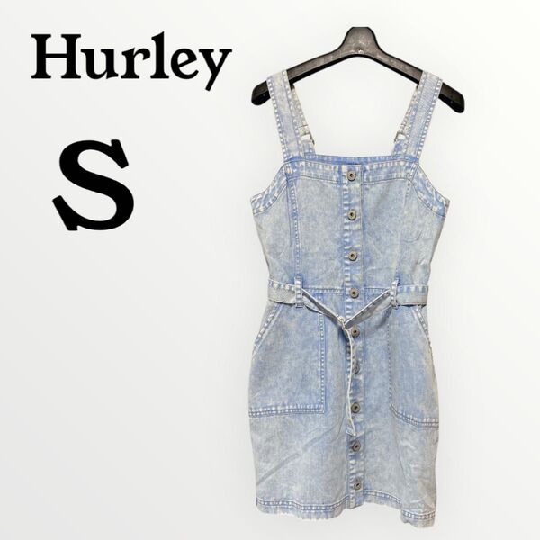 【S】Hurley デニムサロペット オールインワン ワンピース オーバーオール 輸入古着 オシャレ カジュアル ハーレー