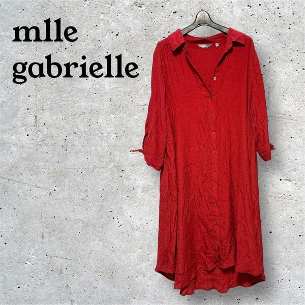 【大きめ】mlle gabrielle レッドシャツワンピース 1X 透け感 輸入古着 オシャレ ヴィンテージ ゆったり 夏