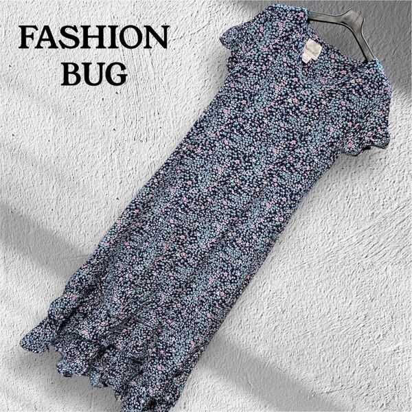 FASHION BUG【8号】花柄 半袖 ワンピース フリル 夏 サマー 輸入古着 インポート オシャレ ヴィンテージ トップス