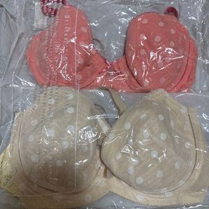 未使用 G70 ブラジャー2点セット ドット柄 ピンク/ベージュ