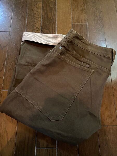 美品アバハウスベイカーブッシュワークカーゴペインターデニムジーンズクロップドショートハーフくるぶし丈パンツアーミーミリタリーカーキ