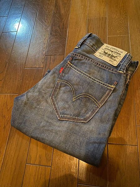 リーバイス523vintagewashデニムジーンズショートハーフパンツワークカーゴペインターダメージGパンインディゴ髭エイジング