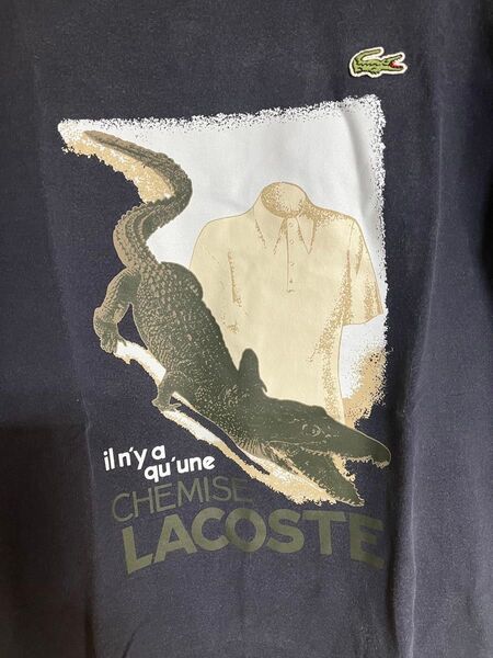 LACOSTE Tシャツ ネイビー ワニ プリント