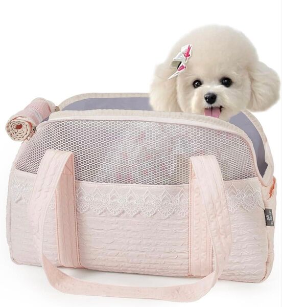 ペットキャリーバッグ 犬 猫 可愛い ペットバッグ メッシュ 軽量 2WAY 犬猫兼用 散歩 避難用 通院 旅行 (ピンク)