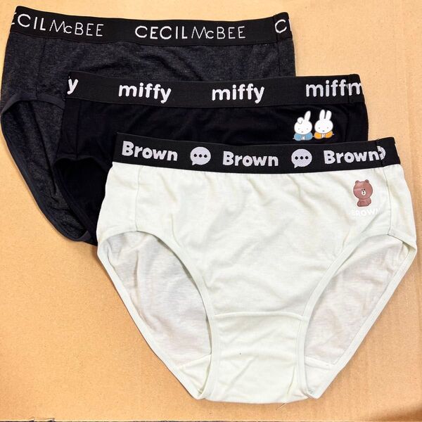 未使用 CECIL McBee Miffy レディースショーツ 下着 パンティ ロゴゴム LL 3点セット