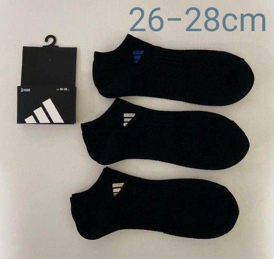 新品☆アディダス adidas 刺繍入り ソックス 靴下 3足組(26-28cm)