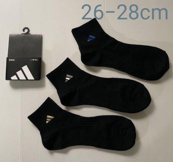 新品☆アディダス adidas 刺繍入り ソックス 靴下3足組(26-28cm)