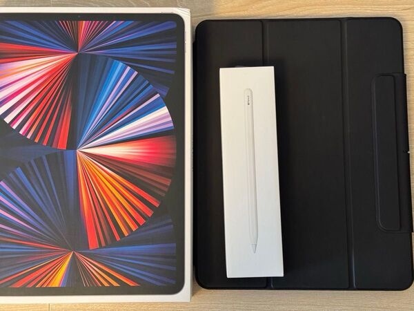 M1 iPad Pro 12.9インチ Cellular 128GB スペースグレイ 第五世代 Pencil+ケース+フィルム付き