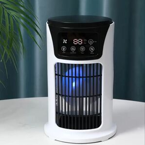 【新品・未使用】低騒音 卓上 ポータブルエアコン 冷風扇 扇風機 省エネ 電源ケーブル付 加湿器 LEDライト