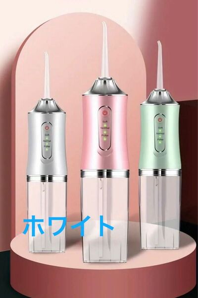 【新品未使用】口腔洗浄器 充電ケーブル・ノズル4本セット ホワイト ジェットウォッシャー