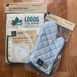 新品 未開封 ロゴス フィールドエプロン & クッキングミトンセット LOGOS 鍋つかみ ミトン 鍋敷き