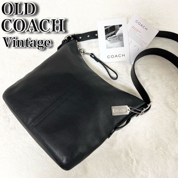 Vintage Coach オールドコーチ ショルダーバッグ 本革 オールレザー クロスボディ 斜め掛け ブラック 黒