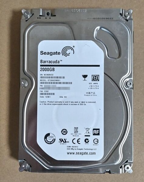 【ジャンク】SEAGATE ST2000DM001 2TB 3.5インチ HDD