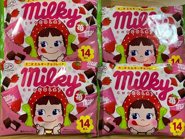 不二家 ミルキーチョコ 苺 ×4袋