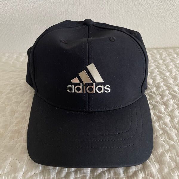 ★通気性◎★adidas アディダス 帽子 cap ロゴ 58cm 黒 フリー キャップ