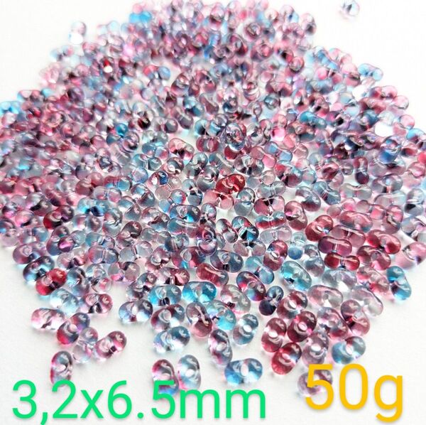 チェコビーズ ファルファーレ 大 3.2×6.5mm 50g バミューダアメジスト お得!セール