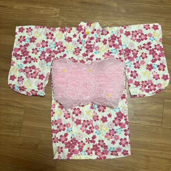 女の子用 浴衣 帯 セット 90cm