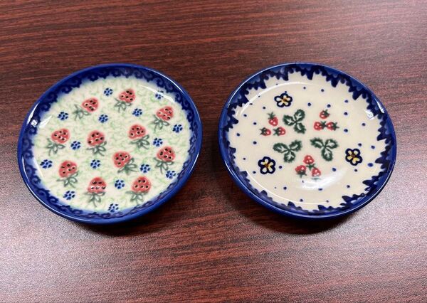 10cmプレート 豆皿 小皿 2枚セット いちご イチゴ ポーリッシュポタリー ポーランド食器 ポーランド陶器 ツェラミカ